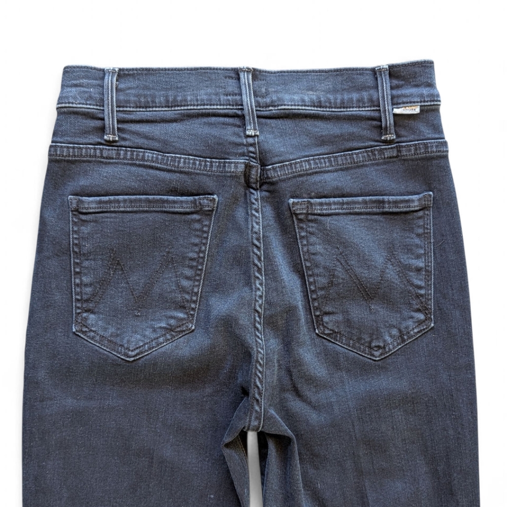 Mother Hustler Fray Jeans Sz‎ 27 Night in Paris Dark Blue Denim Raw Hem Flare - Picture 9 of 14
